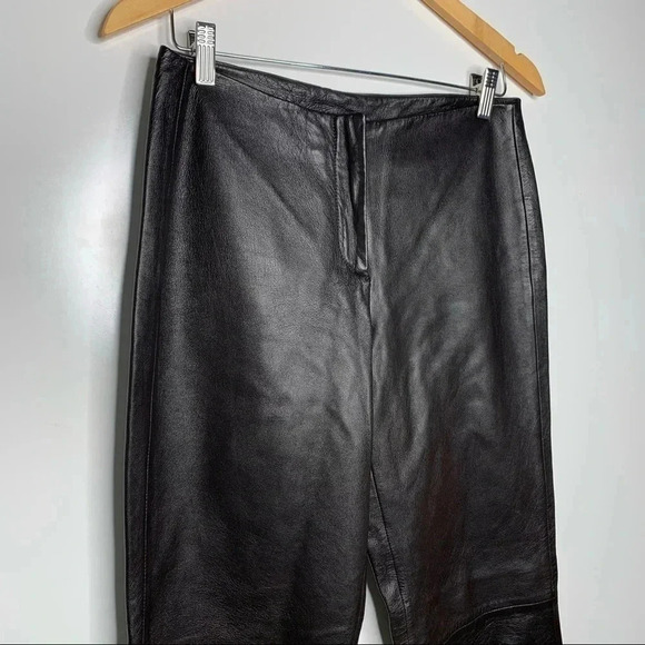 DKNY NWOT 100% Leather Black Mid Rise Bootcut Pants Size 8 - Picture 7 of 11